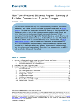 New York's Proposed Bitlicense Regime: Summary of Published