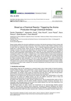 Triggering the Aroma Production Through Chemical Kinetics, Chemical Engineering Transactions, 52, 985-990 DOI:10.3303/CET1652165 986