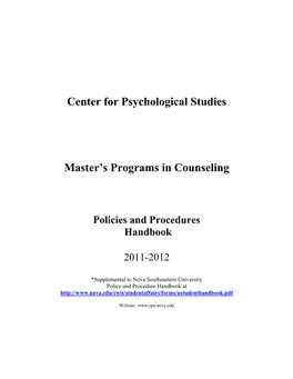 Center for Psychological Studies Master's Programs in Counseling