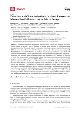 Detection and Characterization of a Novel Reassortant Mammalian Orthoreovirus in Bats in Europe