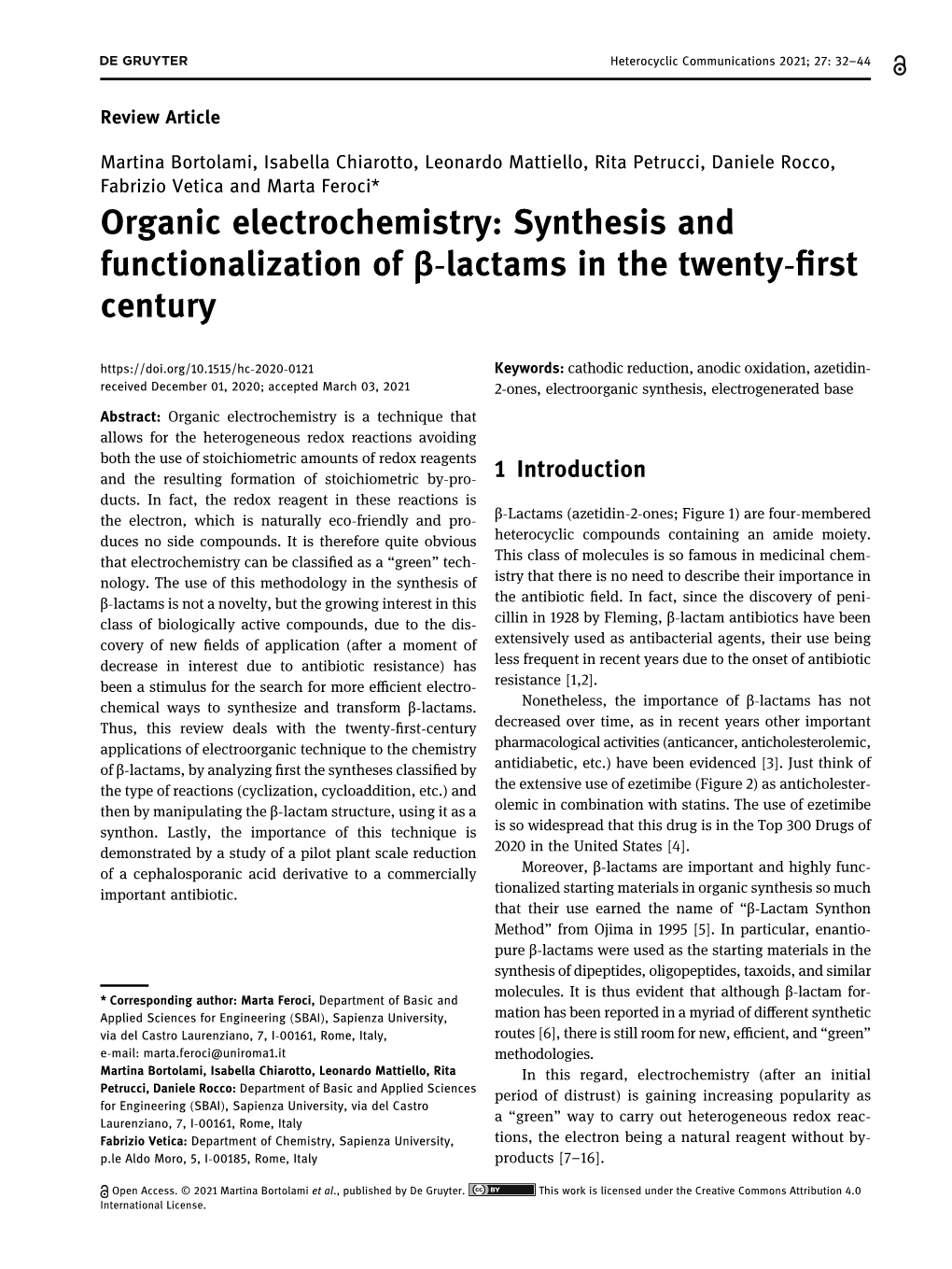 Organic Electrochemistry: Synthesis and Functionalization of Β-Lactams In