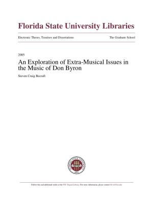An Exploration of Extra-Musical Issues in the Music of Don Byron Steven Craig Becraft