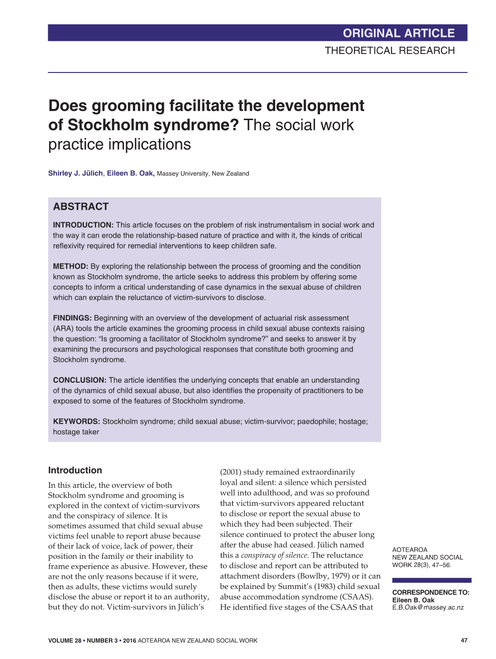 Does Grooming Facilitate the Development of Stockholm Syndrome? the Social Work Practice Implications