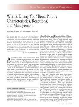 Bees, Part 1: Characteristics, Reactions, and Management