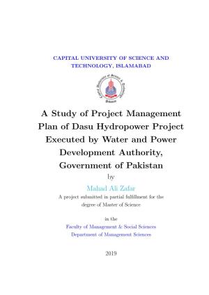 A Study of Project Management Plan of Dasu Hydropower Project