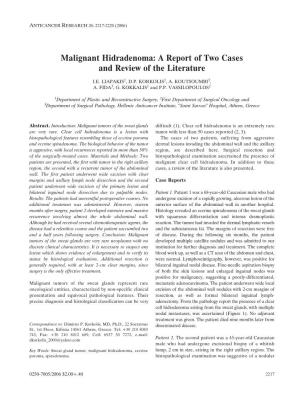 Malignant Hidradenoma: a Report of Two Cases and Review of the Literature