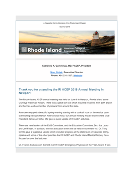 Thank You for Attending the RI ACEP 2018 Annual Meeting in Newport!