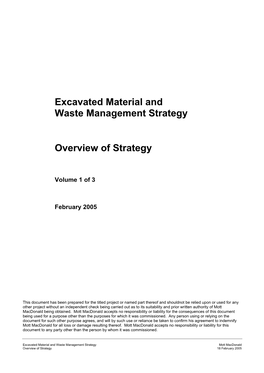 Excavated Material and Waste Management Strategy Overview Of
