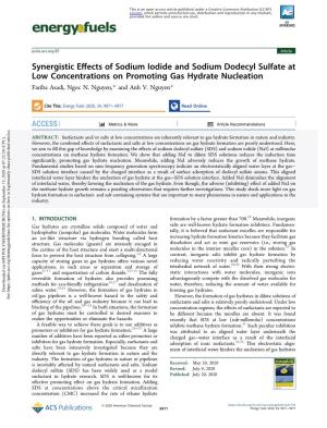 Synergistic Effects of Sodium Iodide and Sodium Dodecyl Sulfate at Low