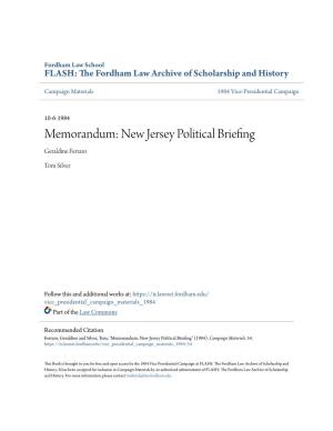 New Jersey Political Briefing Geraldine Ferraro