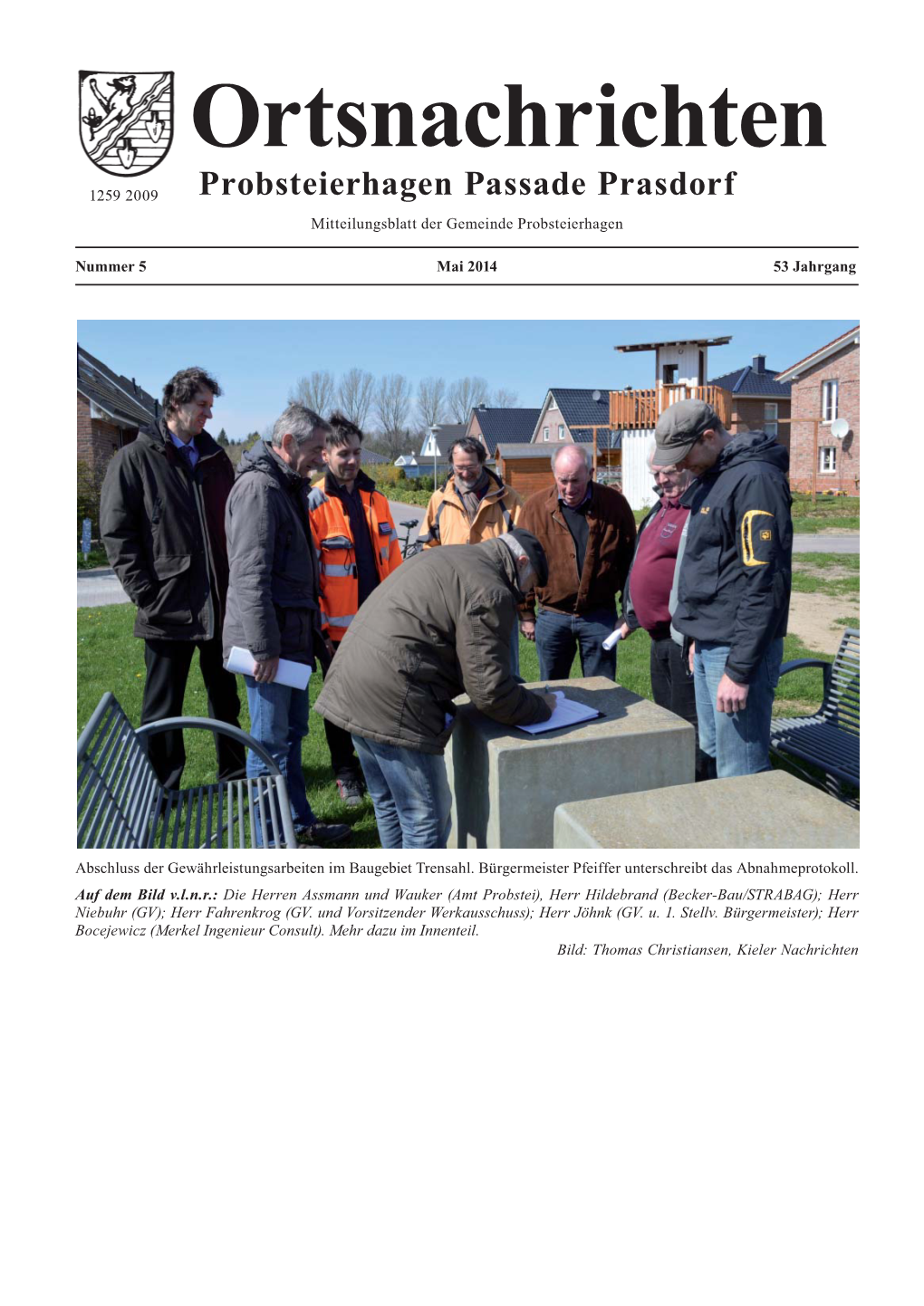 Probsteierhagen Passade Prasdorf Mitteilungsblatt Der Gemeinde Probsteierhagen