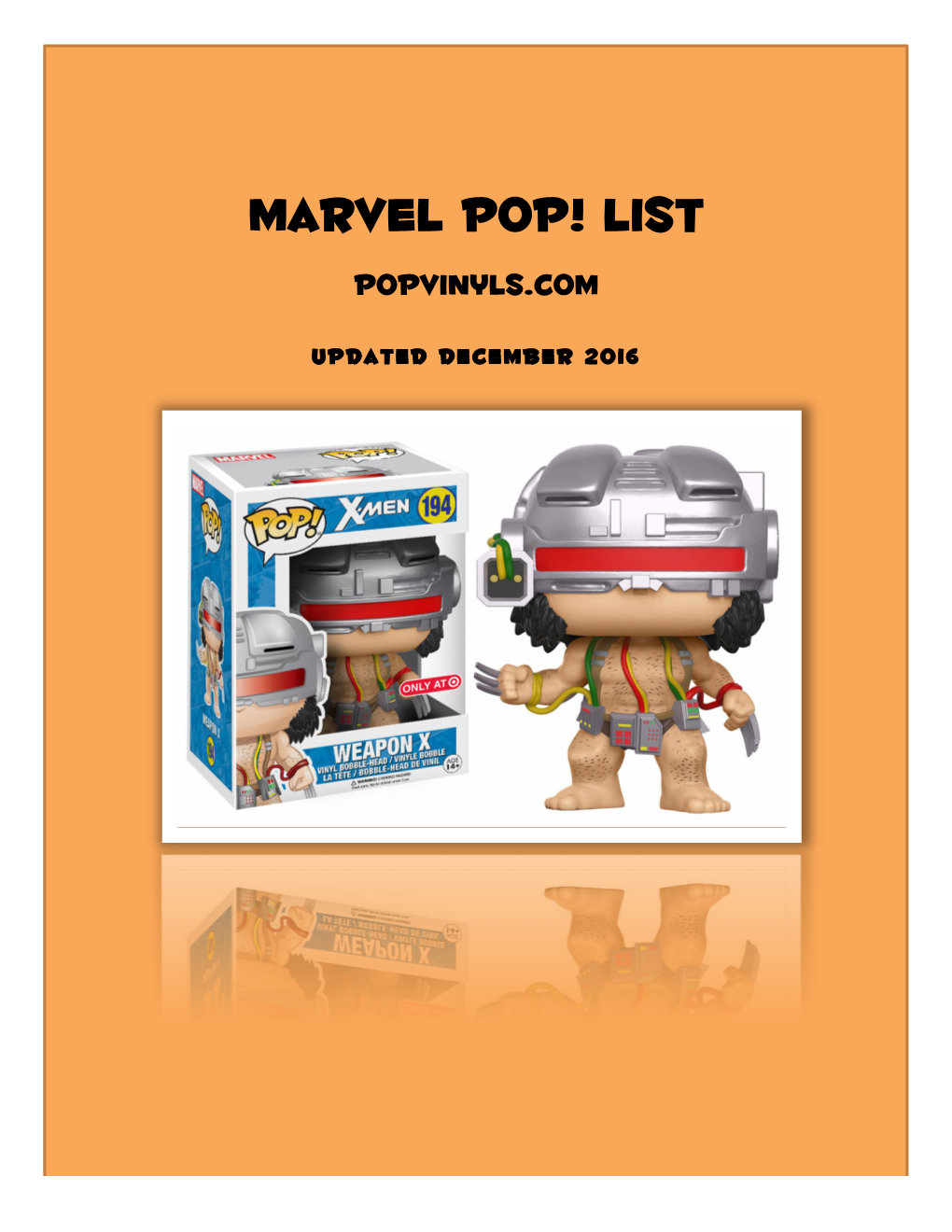 Marvel Pop! List Popvinyls.Com