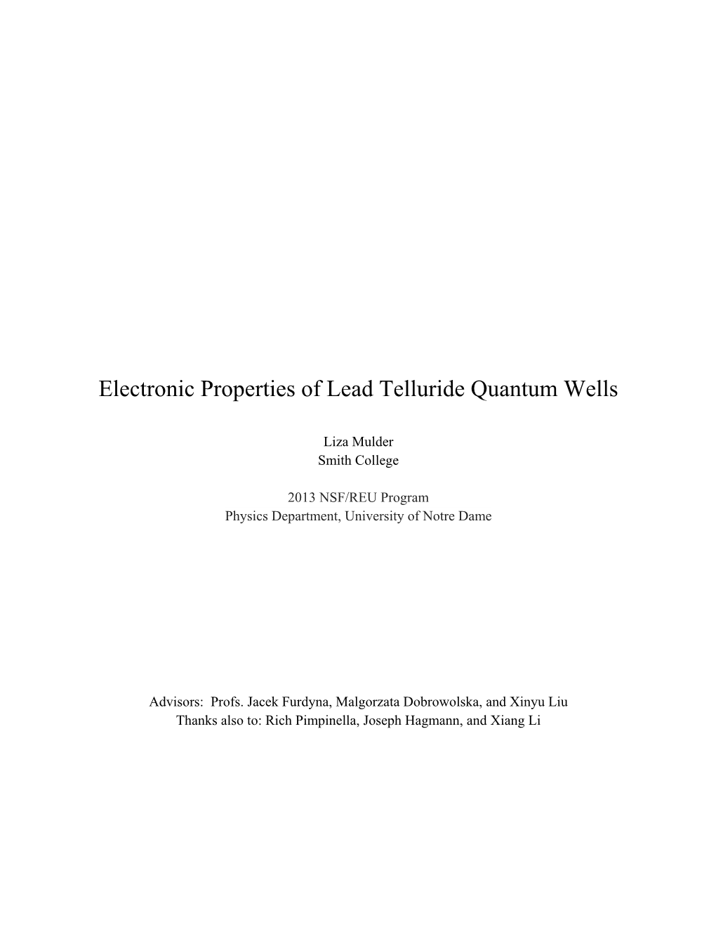 Electronic Properties of Lead Telluride Quantum Wells