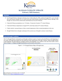 KANSAS CLIMATE UPDATE February 2020 Summary