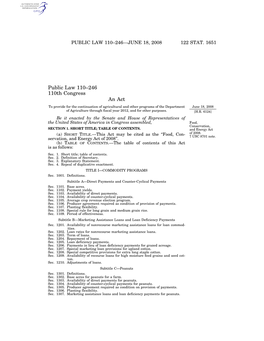 Public Law 110–246 110Th Congress An