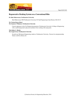 Regenerative Braking System on a Conventional Bike