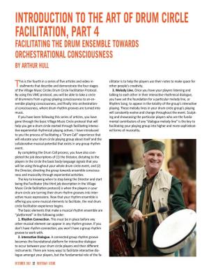 Introduction to the Art of Drum Circle Facilitation, Part 4 Facilitating the Drum Ensemble Towards Orchestrational Consciousness by Arthur Hull