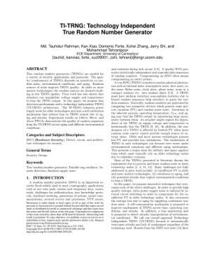 TI-TRNG: Technology Independent True Random Number Generator