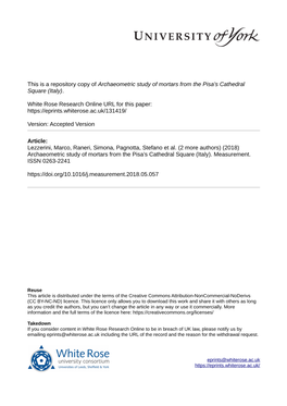 Archaeometric Study of Mortars from the Pisa's Cathedral Square (Italy)