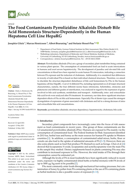 The Food Contaminants Pyrrolizidine Alkaloids Disturb Bile Acid Homeostasis Structure-Dependently in the Human Hepatoma Cell Line Heparg