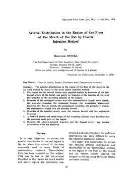 Arterial Distribution in the Region of the Floor of the Mouth of the Rat by Plastic Injection Method