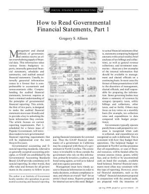 How to Read Governmental Financial Statements, Part 1