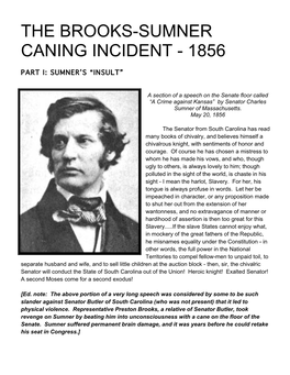 The Brooks-Sumner Caning Incident - 1856