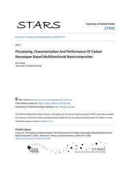 Processing, Characterization and Performance of Carbon Nanopaper Based Multifunctional Nanocomposites