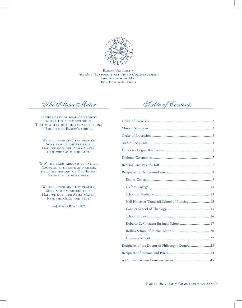 2008 Commencement Program (PDF)