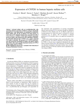 Expression of CYP2S1 in Human Hepatic Stellate Cells