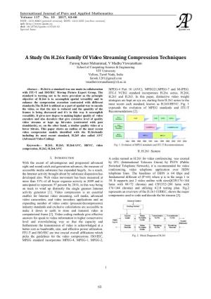 A Study on H.26X Family of Video Streaming Compression Techniques