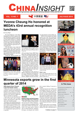 Minnesota Exports Grow in the First Quarter of 2014 Yvonne Cheung Ho