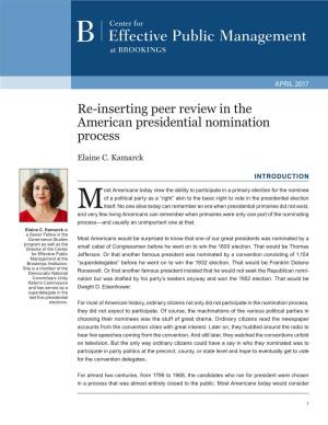 Re-Inserting Peer Review in the American Presidential Nomination Process