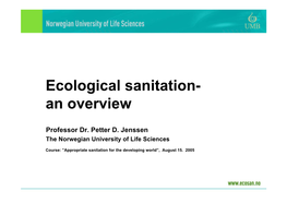 Ecological Sanitation- an Overview