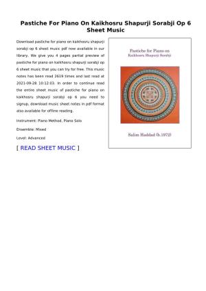 Pastiche for Piano on Kaikhosru Shapurji Sorabji Op 6 Sheet Music