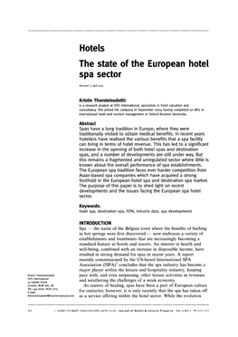 Hotels the State of the European Hotel Spa Sector