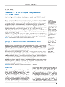 Tourniquet Use in Out-Of-Hospital Emergency Care: a Systematic Review