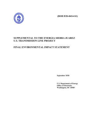 Supplement to the U.S. Energia Sierra Juarez