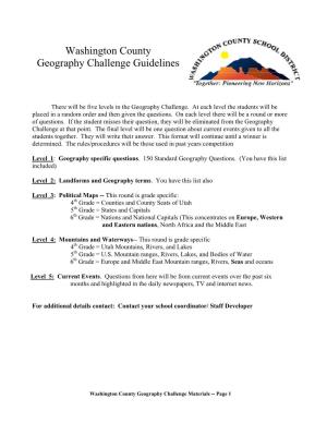 Washington County Geography Challenge Guidelines