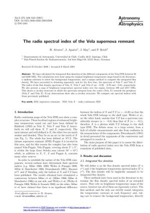 The Radio Spectral Index of the Vela Supernova Remnant