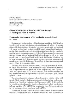 Global Consumption Trends and Consumption of Ecological Food in Poland