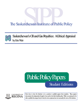 Saskatchewan's Oil and Gas Royalties: a Critical Appraisal by Erin Weir