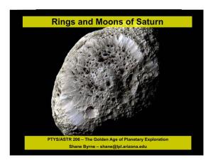 Rings and Moons of Saturn 1 Rings and Moons of Saturn