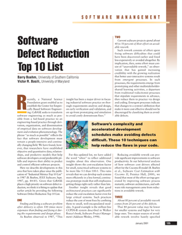 Software Defect Reduction Top 10 List