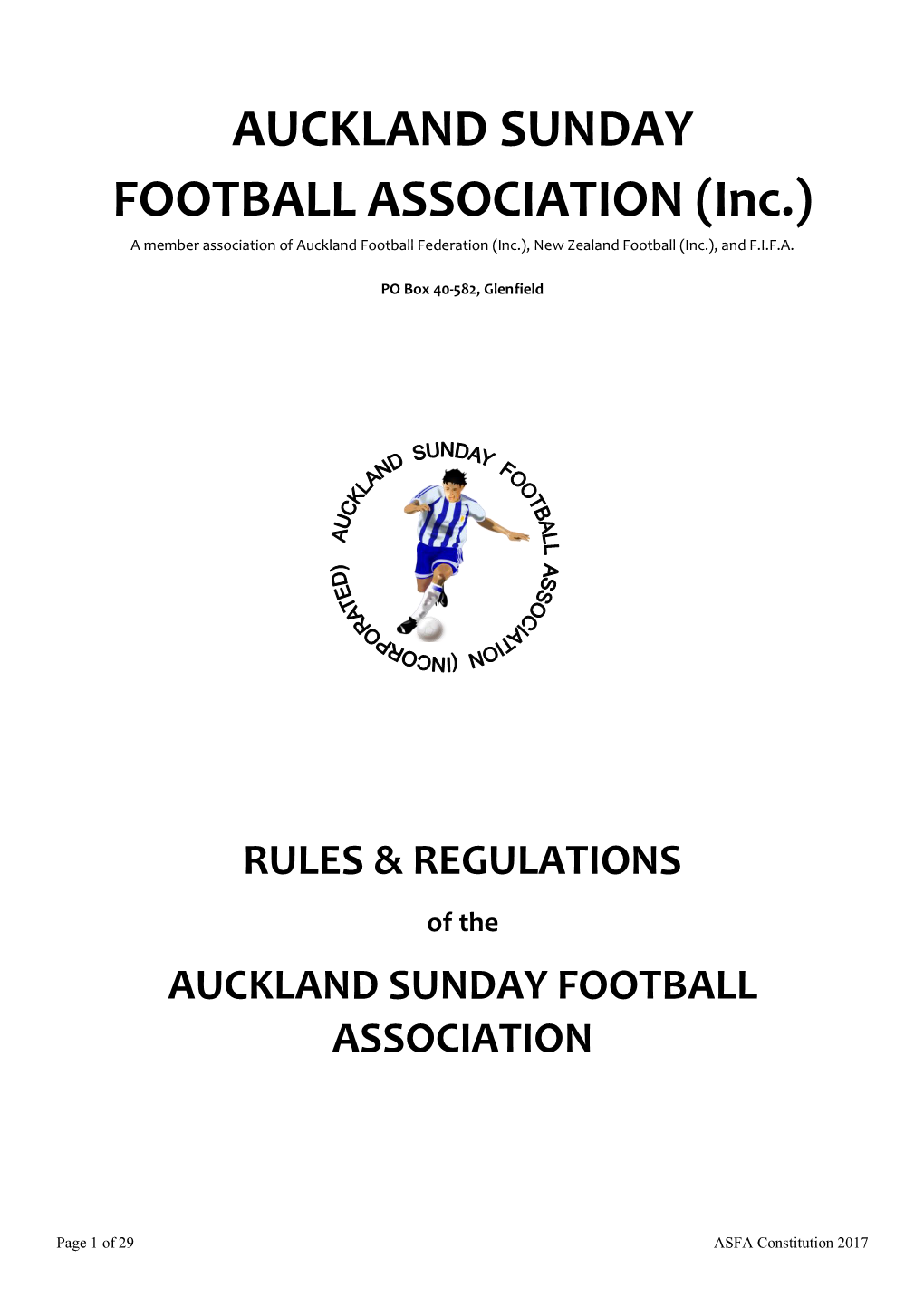 AUCKLAND SUNDAY FOOTBALL ASSOCIATION (Inc.)