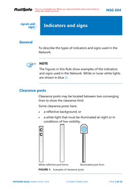 NSG 604 Indicators and Signs