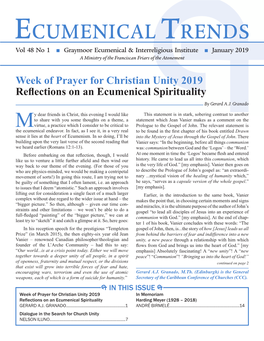 Ecumenical Trends Vol 48 No 1 N Graymoor Ecumenical & Interreligious Institute N January 2019 a Ministry of the Franciscan Friars of the Atonement