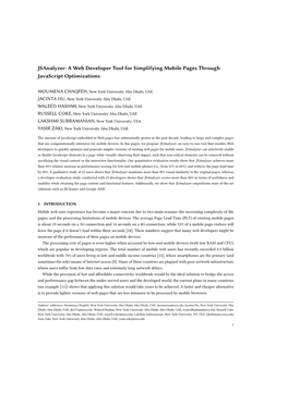 A Web Developer Tool for Simplifying Mobile Pages Through Javascript Optimizations