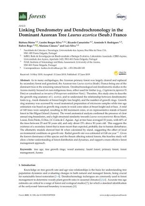 Linking Dendrometry and Dendrochronology in the Dominant Azorean Tree Laurus Azorica (Seub.) Franco