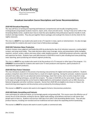 Broadcast Journalism Course Descriptions and Career Recommendations